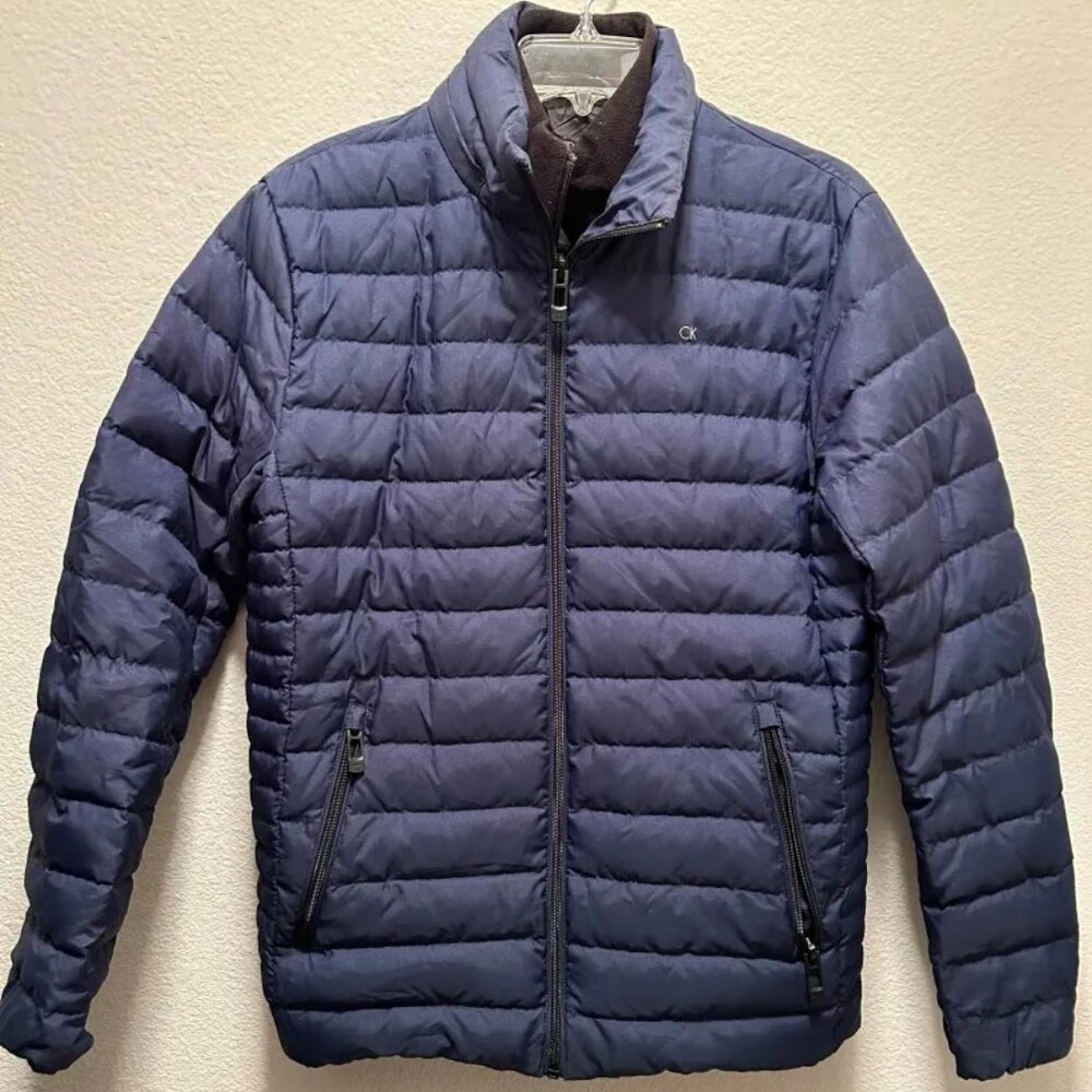 Calvin Klein Men Blue Lightweight Water Resistant Puffer Jacket - Men Size Small